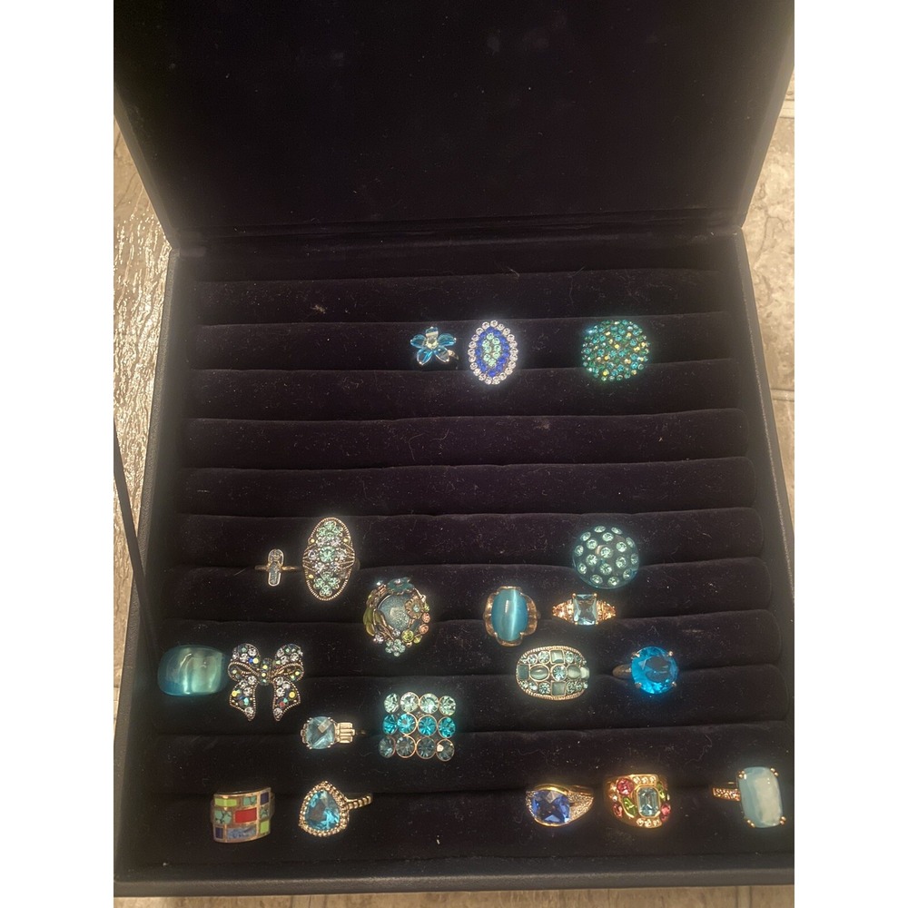Lot Of 20 Sapphire Rings Women Mix Jewelry TV Rhinestone Gem Stone Band Blue